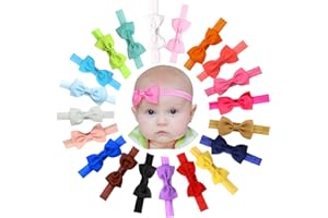 JOYOYO 20 Pcs Baby Headbands and Bows - Elastic Headwears with 2.75 Inch Ribbon Bows for Toddlers