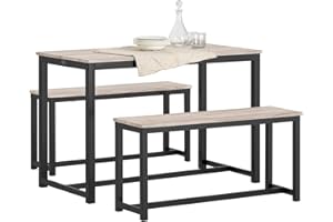 SoBuy Set 3 Pezzi Tavolo da Pranzo con 2 Panche Set Tavolo da Cucina Tavolo da Balcone OGT25-HN