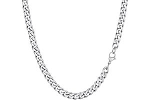 PROSTEEL Collar de Cadena Cubana 3mm/6mm/9mm/12mm Ancho y 36-76cm de Longitud Opcional Acero Inoxidable Chapado en 18K/Metal Negro con Caja de Regalo