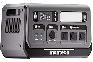 Mentech BP2400 All-in-one Balkonkraftwerk mit Speicher, 2048Wh LiFePO4 Stromspeicher Kann an den erweiterten Akkupack E2000 angeschlossen werden, 1600W Solar Eingang, App-Steuerung, Wifi, Plug & Play