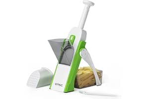 QYKIC, Safe Slice Mandoline de Cuisine, Manuelle Multifonction Tous Coupe Légumes Lame en acier inoxydable, Julienne, Cubes, Fcoupe Patate Frite Carotte (vert)