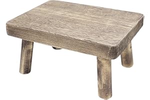 Ganquer Outside Furnishing Wooden Step Stool, Mini Wood Stool Bathroom Potty Stool Small Foot Stool Squat Toilet Stool Non-slip Stool for Kids Adult Elder(size:14.17x10.63x7.09inch)