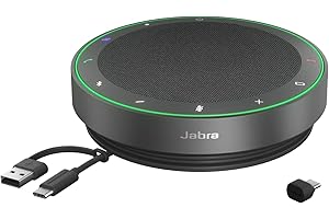 Jabra Speak2 75 Vivavoce Bluetooth senza fili per lavoro, 4 microfoni cancellazione di rumore, altoparlanti 65 mm, Nuova funzione di collegamento, USB-C, Certificato per Microsoft Teams, Grigio scuro