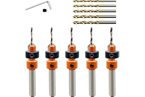 MVYSTICCHARVN Broca Avellanadora Madera Conjunto, No es Fácil de Deslizar, Profundidad Ajustable, Brocas Madera, Afilado y Resistente al Desgaste, Adecuado para Madera, Plástico (tamaño uniforme)