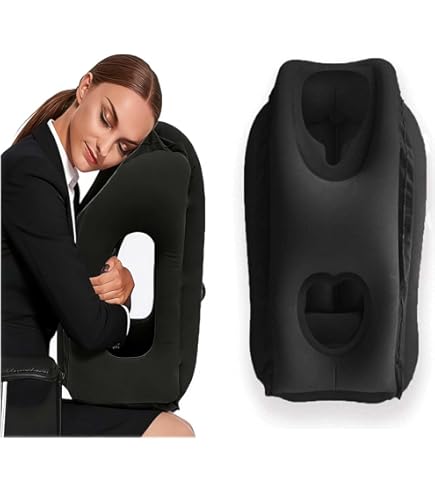 Hama Ergonomisch reiskussen (opblaasbaar kussen voor reizen, reiskussen met uitsparingen voor armen), grijs, groot