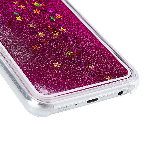 Badalink Samsung Galaxy S6 Slimcase Hülle PC Treibsand Flüssige Liquid Bling Hülle Case Glitzer Glitter Shiny Glanz Sparkle Sterne Star Weich Flexibel Einteilige Handyhülle Soft Leicht Stoßstangen Case Rosarot - 7