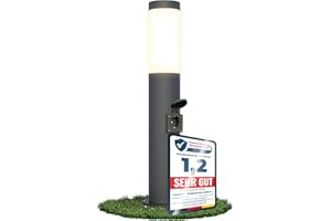 ‎LINOVUM linovum BOSEA-S Gartenbeleuchtung mit Steckdose & E27 Sockel - Energiesäule 50cm anthrazit Wegeleuchte mit Strom & Licht IP44