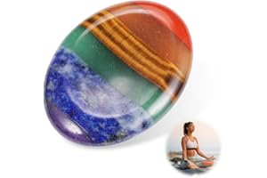 OHREN 7 Chakra Pietre di Preoccupazione, Cristallo di Guarigione Naturale Lucidato per Sollievo da Ansia e Stress, Meditazione, Rilassamento, Energia Positiva e Armonia Interiore (Forma Ovale)