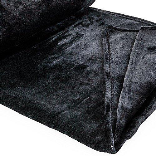 Mikrofaserdecken 220x220cm Kuscheldecke XXL Tagesdecken Wohndecken Decken, Farbauswahl:schwarz - 2