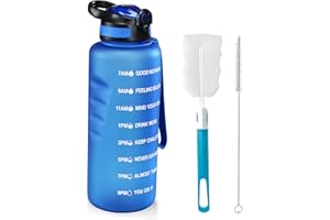 MOLEKSDAL 1.5 L Trinkflasche, BPA-freies Tritan-Material 1500 ml Große Sportwasserflasche mit Trinkhalm und Zeitmarkierung, das Beste Zubehör für Sport, Fitness, Laufen, Wandern - Spülmaschinenfest(Blau)