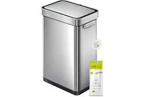 EKO Deluxe Mirage T Sensor Bin, Large 50 Litre Capacity, Brushed Stainless Steel Hands Free Motion Sensor Bin With An Interactive Display, Soft Close, Brushed Stainless Steel