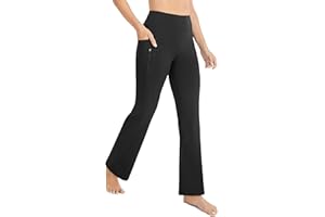 AFITNE Women's Fleece Lined Yoga Pants - High Waisted Moisture Wicking Flare Leggings, Water Resistant Warm Thermal Bootcut Yoga Pants with Pockets for Women