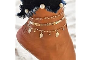 Bohend Boho Pulsera para el tobillo Oro Estrella Pulseras de tobillo Multicapa playa Cadenas de pie Accesorios de joyería para mujeres y niñas