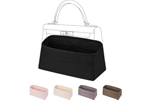DGAZ Seide Tasche Organizer Einsatz, Organizer Innentaschen für Kelly Pochette/Mini/25/28/32/35, Taschenorganizer Tasche in Tasche Organizer für luxuriöse Tasche (Schwarz, KL28)