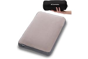 qeedo Comfort Pillow Max 55 x 35 cm - Coussin Avion Compact Compressible, Oreiller mémoire de Forme (memoire) Ferme/Plat, Accessoire Camping Vacances, Cervical/Dos, Gros Confort