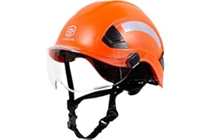 ‎GUARDLEAD Bauhelm mit Visier und Belüftungslöcher, ANSI Z89.1 zugelassene bauhelme Erwachsene, EN397 und EN12492 Schutzhelm ABS Baustellenhelm für Damen und Herren
