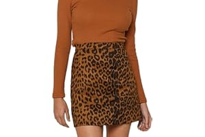 Maeau - Gonna Corte Donna Gonna Leopardata Moda Gonne Camoscio Sintetico Vintage Gonna A Linea Vita Alta Eleganti Gonna Stampa per Quotidiano Festa