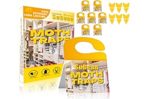 SuCean Moth Traps - 7 Premium Pheromone Moth Traps for Common Clothes, Carpet and Similar Moths with (6 Fruit Fly and Fungus Gnat Traps) | Non-Toxic for Wardrobes, Fabrics & Carpet |