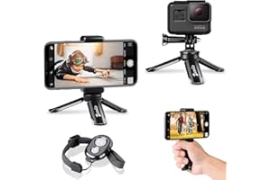 Zeadio Mini Wireless Smartphone Tripod, Action Camera Portable Tripod, Desktop Tabletop Stand Tripod for action camera and All Phones