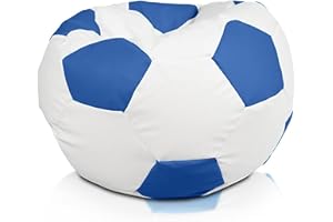 ‎ECOPUF Ecopuf Fußball Sitzsack L für Kinder & Erwachsene – aus Kunstleder mit EPS-Perlenfüllung, bequemes Gaming-Sitzkissen mit reißfesten Nähten, Bean Bag für Fußballfans