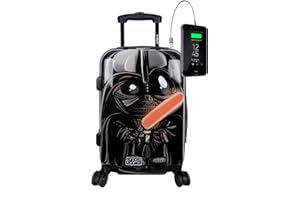 TOKYOTO Kabinentrolley Kinderkoffer Handgepäck Flugzeug für Mädchen Jungen Für Fans von Comics Star Cartoons Wars Hartschalenkoffer Kabinenkoffer 55x35x20 cm TSA-Schloss USB-Anschluss Black Empire