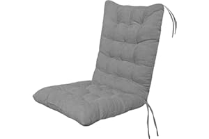 Baitang High Back Chair Cushion, Patio Outdoor Chair Cushion Seat Pads, Recliner Soft Garden Chair Seat Pad Cushion with Backrest for Indoor, Office, Home, Rocking Chairs,Gray,45 * 100cm