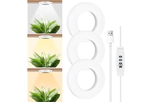 SciFiVisi 3 Stück Pflanzenlampe Led Vollspektrum, Pflanzenlicht mit Auto Timer 3 Farben 10 Helligkeiten, LED Pflanzenlampe für Zimmerpflanzen (Weiß 3 Köpfe)