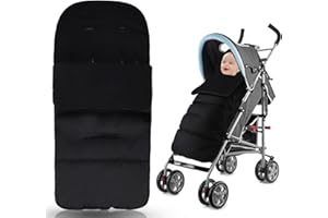 Luchild Sacco Termico Passeggino Universale, Coprigambe, Invernale Nanna Passeggino con Cerniere, Fodera in Caldo Pile Polare, Impermeabile Antivento e Staccabile(Nero)