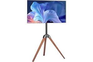 VEVOR Soporte de TV con Trípode para Televisores Planos y Curvos de 1016-1651 mm de hasta 45 kg, Rotación de 18° a Izquierda y Derecha, Soporte de TV Portátil con Patas de Madera para Sala de Estar