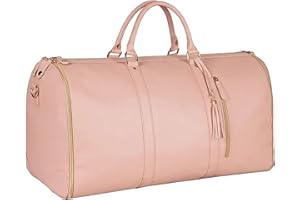 CHEYLIZI GajUst Garment Duffle Bag, Convertible Carry on Garment Bags for Travel for Women, Sac à vêtements de Grande capacité，Waterproof Hanging Foldable PU Leather Clothing Bag for Shirts Dresses Coats