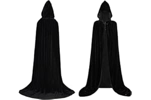 JAOUCUE Umhang mit Kapuze, Halloween Kostüme Schwarzer Cape Vampir Mittelalter Umhang für Damen Herren Erwachsene und Kinder, Darth Vader Cape Mittelalter Mantel für Halloween Karneval Cosplay
