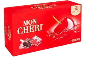 CAIYA Mon Cheri Praline di Cioccolato Extra con Ciliegie e Liquore Scatola Regalo con 30 MonCheri 315g