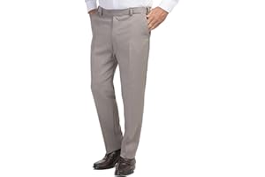 TROUSER MASTER Mens Elasticated Waist Trousers Smart Formal Trousers with Button and Zip Fly Plus & Big Sizes from 30" to 60" in Grey, Beige and Brown Colour