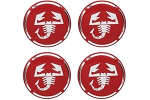 DADYM 4 Pezzi Auto Coprimozzi Adesivo per Abarth 50MM,Auto Adesivi Centro Coprimozzo,Antipolvere Impermeabile Copertura Decorativa Sostituzione,Red