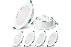 Cetoon LED Einbaustrahler 230V Dimmbar 68mm 7W Ultra Flach IP44 LED Spots Warmweiß Neutralweiß Kaltweiß Deckenspots für Badezimmer Küche Wohnzimmer, Weiss, 6er Set
