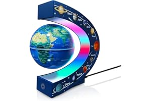 Poojaed Lampe globe magnétique flottante avec lumières LED, gadget cool pour bureau, maison, bibliothèque, décoration de bureau, cadeau cool pour hommes, femmes, père, maris (globe terrestre, 8,5 cm)
