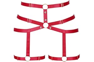 BBOHSS Arnés Punk para el Cuerpo para Mujer Liga Pierna Cintura Danza Elástico Gótico Carnaval Accesorios