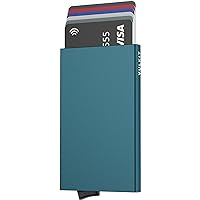 VULKIT Kreditkortshållare RFID-blockering, Smal Metallkorthållare Pop Up Ficka Fram Kort Plånbok för Herr Rymmer 5 Kort