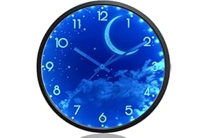OCEST Nachtlicht Wanduhr für Kinder, 30,5 cm große leuchtende leise batteriebetriebene Wanduhren mit licht für Wohnzimmer Küche Schlafzimmer Krankenschwester kinderzimmer - Mond