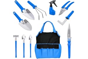 Solarplay Juego de Herramientas de jardín, 10 Unidades, Herramientas de jardinería Resistentes, Juego de Herramientas para jardinería, Regalos para Mujeres y Hombres (Juego de Bolsas de Herramientas)