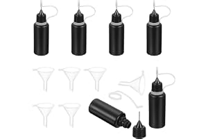 QUARKZMAN 6 st små applikatorflaskor, 20 ml/0,7 oz plastlimflaskor med spets för papperskonst, målning, olja, bläck (svart, med 6 tratt)