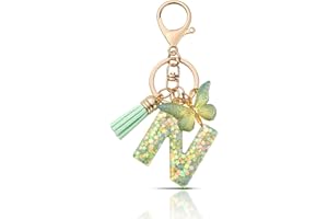 MORSUNBELA Llavero con letra inicial de mariposa, llavero adolescente niña