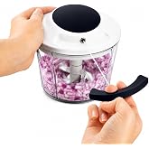 Paslanmaz 3 Bı&ccedil;aklı İpli Rondo, Sebze Meyve Kuruyemiş İ&ccedil;in Taşınabilir Manuel &Ccedil;ekmeli Doğrayıcı, Hızlı Pratik ve Ergonomik, P