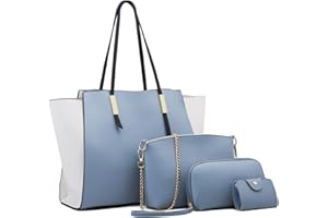 FANDARE Moda Borsa da Donna Borsa a Mano Borse Tote da donna Spalla 4 pezzi Set con Borsa a tracolla Pochette Portafoglio per Shopping Viaggio Partito Sacchetto Borsetta Blu