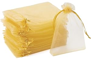 ‎ABSOFINE ABSOFINE 120 Stück Organzasäckchen 10 x 15 cm Organzabeutel Schmucksäckchen Hochzeit Geschenktüten für Hochzeit süßigkeiten Party（Gold）