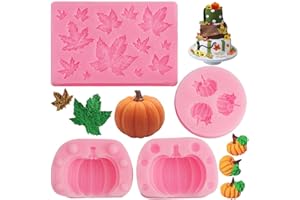 SHAO HUA 3 Pezzi Halloween 3D Stampo in Silicone Zucca Stampo in Silicone Mini Foglia di Acero Stampo per Candela, Stampo per Torta al Cioccolato Fondente Dolci Stampo Cottura Strumenti Fai Da Te