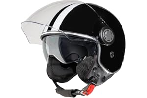 VINZ Parchi Jethelm mit Doppelvisier | Roller Helm Fashionhelm mit Streifen | In Gr. XS-XXL | Jet Helm mit Sonnenblende | ECE 22.06 Zertifiziert
