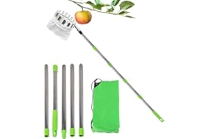 ZeYou Zbierak do owoców z uchwytem teleskopowym, 2,2 m, łatwy montaż, z lekkim słupkiem teleskopowym ze stali nierdzewnej i bawełnianym woreczkiem