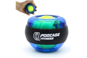 PODCASE Giroscopio para Ejercitar Muñeca, Dedos y Antebrazo - Gyroball Perfecto para Escalada, Ejercicios de Recuperación, y Entrenamiento - Bola Giroscopica Compatible con Accesorios Powerball
