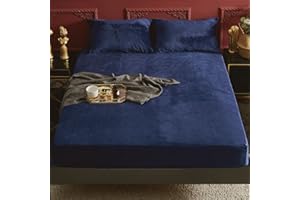 Michorinee Drap Housse en Polaire 140x200 Bonnet 30 cm Bleu Marine - Toucher Cachemire - Drap de lit Flanelle Microfibre Super Chaud pour Matelas Épais